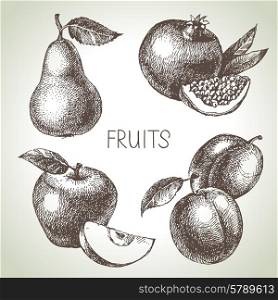 Hand drawn sketch fruit set. Eco foods. Vector illustration&#x9;
