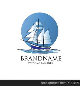 Hand drawn sketch of sailboat color vector isolated on white background