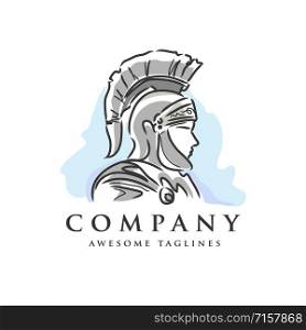 Hand drawn sketch of spartan warriors or gladiators wearing in traditional helmets vector