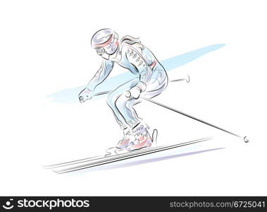 hand drawn sketch of the skier