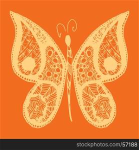 Hand drawn sketch style Butterfly. Retro hand-drawn vector illustration. Doodle and zentangle art.. Hand drawn sketch style Butterfly. Retro hand-drawn vector illustration. Doodle and zentangle art. Vector illustration.