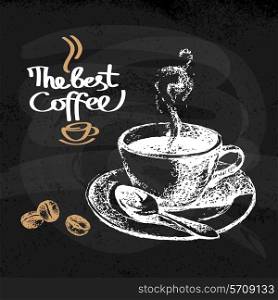 Hand drawn sketch vintage coffee background. Vector illustration. Menu design for cafe and restaurant