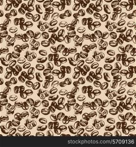 Hand drawn sketch vintage coffee beans seamless pattern. Vector illustration. Background for cafe and restaurant menu design