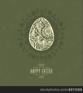 Hand Drawn Sketch Vintage Floral Vector Easter Egg