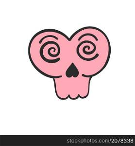 hand drawn skull heart shape for halloween love design