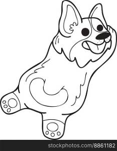 Hand Drawn sleeping Corgi Dog illustration in doodle style isolated on background