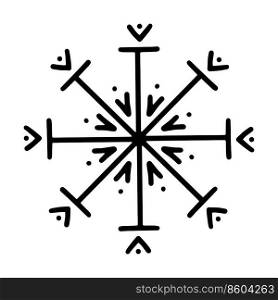 Hand drawn snowflake icon. Isolated on a white background.. Hand drawn snowflake icon. Isolated on white background.