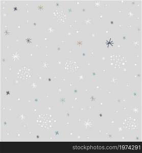 Hand drawn snowflake, stars icon seamless pattern background. Business concept vector illustration. Handdrawn winter christmas symbol pattern.