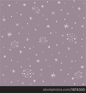 Hand drawn snowflake, stars icon seamless pattern background. Business concept vector illustration. Handdrawn winter christmas symbol pattern.