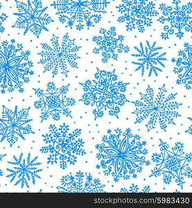 Hand drawn snowflakes. Seamless pattern. Vector illustration.