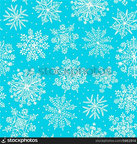 Hand drawn snowflakes. Seamless pattern. Vector illustration.. Hand drawn snowflakes. Seamless pattern.