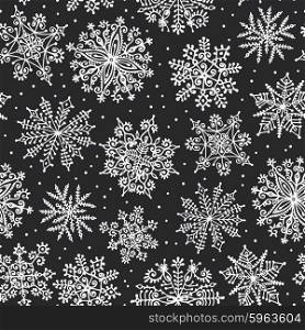 Hand drawn snowflakes. Seamless pattern. Vector illustration.. Hand drawn snowflakes. Seamless pattern.