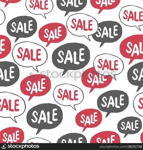 "Hand Drawn Speech Bubble with "Sale" Word. Seamless Pattern"