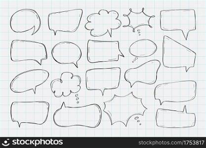 Hand drawn speech bubbles collection