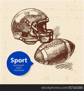 Hand drawn sport object. Sketch american football vector illustration