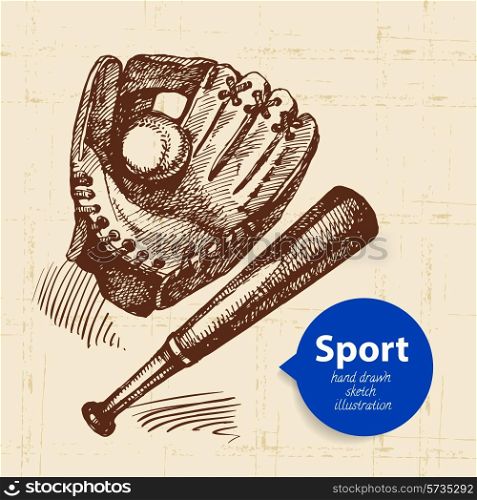 Hand drawn sport object. Sketch baseball vector illustration