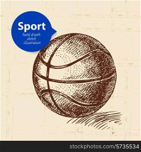 Hand drawn sport object. Sketch basketball vector illustration
