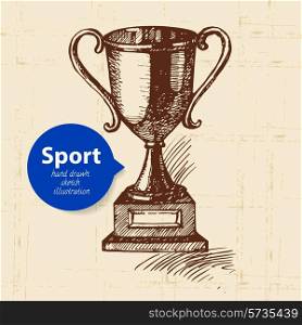 Hand drawn sport object. Sketch trophy. Vector illustration
