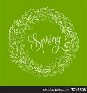 Hand drawn spring wreath. Vector illustration EPS10