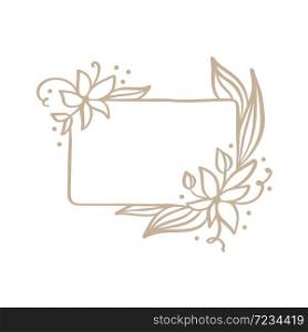 Hand drawn square minimalistic frame with spring flowers. Vector floral design elements for invitation, greeting card, scrapbooking, poster with place for text. Vintage decor.. Hand drawn square minimalistic frame with spring flowers. Vector floral design elements for invitation, greeting card, scrapbooking, poster with place for text. Vintage decor