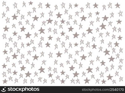 Hand drawn stars , line drawing style, isolated on white background, Vector illustration.