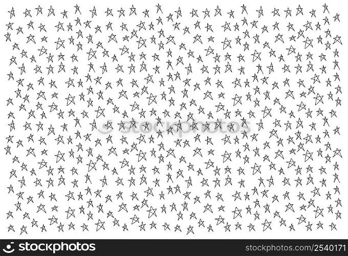 Hand drawn stars , line drawing style, isolated on white background, Vector illustration.