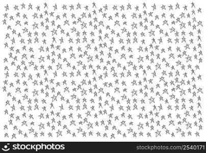 Hand drawn stars , line drawing style, isolated on white background, Vector illustration.