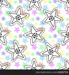 Hand drawn stars seamless pattern. Kids background for textile or wrapping.. Hand drawn stars seamless pattern. Kids background for textile or wrapping