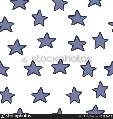 Hand drawn stars seamless pattern on white background. Chaotic elements. Design for fabric, textile print, wrapping paper, childish textiles. Doodle vector illustration.. Hand drawn stars seamless pattern on white background. Chaotic elements.