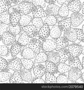 Hand drawn strawberry on white background. Fruits, flowers, leaves. Vector seamless pattern.. Hand drawn strawberry on white background. Vector seamless pattern.