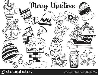 Hand drawn style christmas object doodle objects vector illustration for banner poster flyer