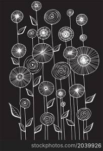 Hand drawn stylized flower set composition vector illustration.