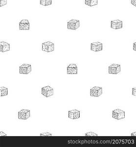 Hand drawn sugar cubes on white background. Vector seamless pattern.. Sugar cubes. Vector pattern.