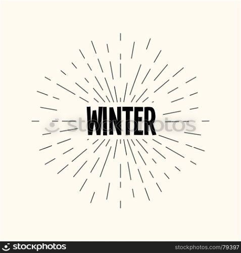 Hand drawn sunburst vector - winter.. Hand drawn sunburst vector - winter. For web and mobile icon isolated on background, art template, retro elements, logo, identity, labels, badge, ink, tag, card