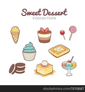 Hand drawn sweet desserts collection