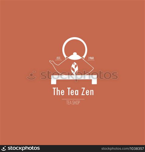 Hand drawn tea logo in doodle style. Vector illustration. Hand drawn tea logo in doodle style