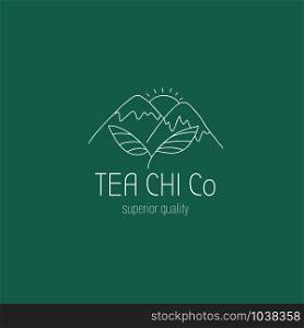 Hand drawn tea logo in doodle style. Vector illustration. Hand drawn tea logo in doodle style