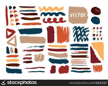 Hand drawn textures and brushes with ink colorful. Vector elements. Isolated fashion collection.. Hand drawn textures and brushes with ink colorful. Vector elements. Isolated fashion collection