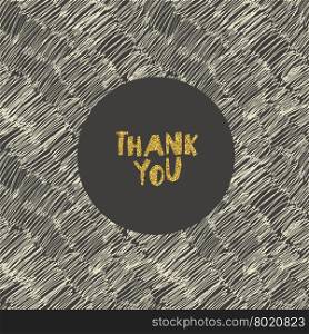 "Hand drawn "Thank You" card. Gold foil letters effect."