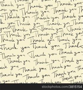 "Hand-drawn "Thank you" seamless pattern. Vector"