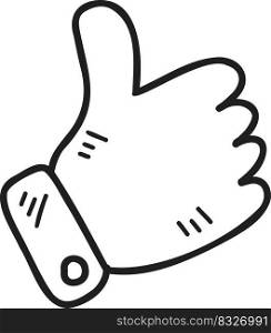 Hand Drawn thumb up hand illustration isolated on background
