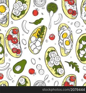 Hand drawn toasts on white background. Vector seamless pattern.