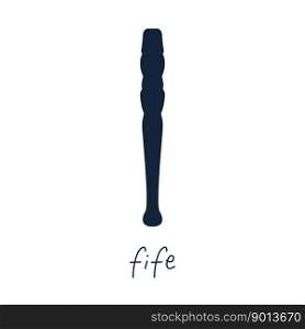 Hand drawn toy musical instruments for kids. Flat vector fife silhouette illustration. Clipart isolated on white background