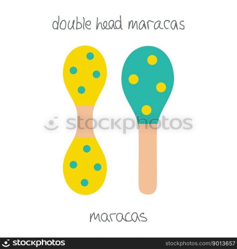 Hand drawn toy musical instruments for kids. Flat vector maracas illustration. Clipart isolated on white background