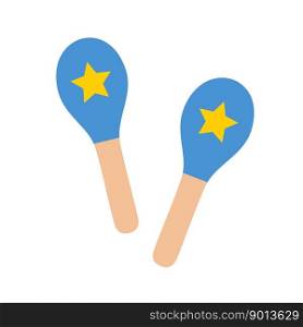 Hand drawn toy musical instruments for kids. Flat vector star maracas illustration. Clipart isolated on white background