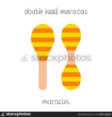 Hand drawn toy musical instruments for kids. Flat vector striped maracas illustration. Clipart isolated on white background