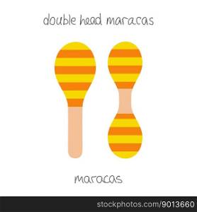 Hand drawn toy musical instruments for kids. Flat vector striped maracas illustration. Clipart isolated on white background