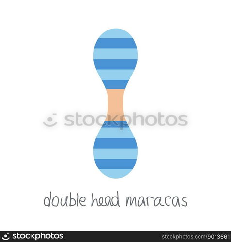 Hand drawn toy musical instruments for kids. Flat vector striped maracas illustration. Clipart isolated on white background