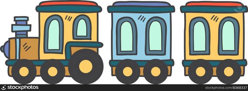 Hand Drawn toy train for kids illustration isolated on background