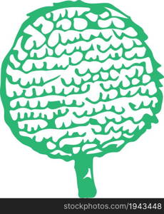 Hand drawn tree icon with leaf sign design